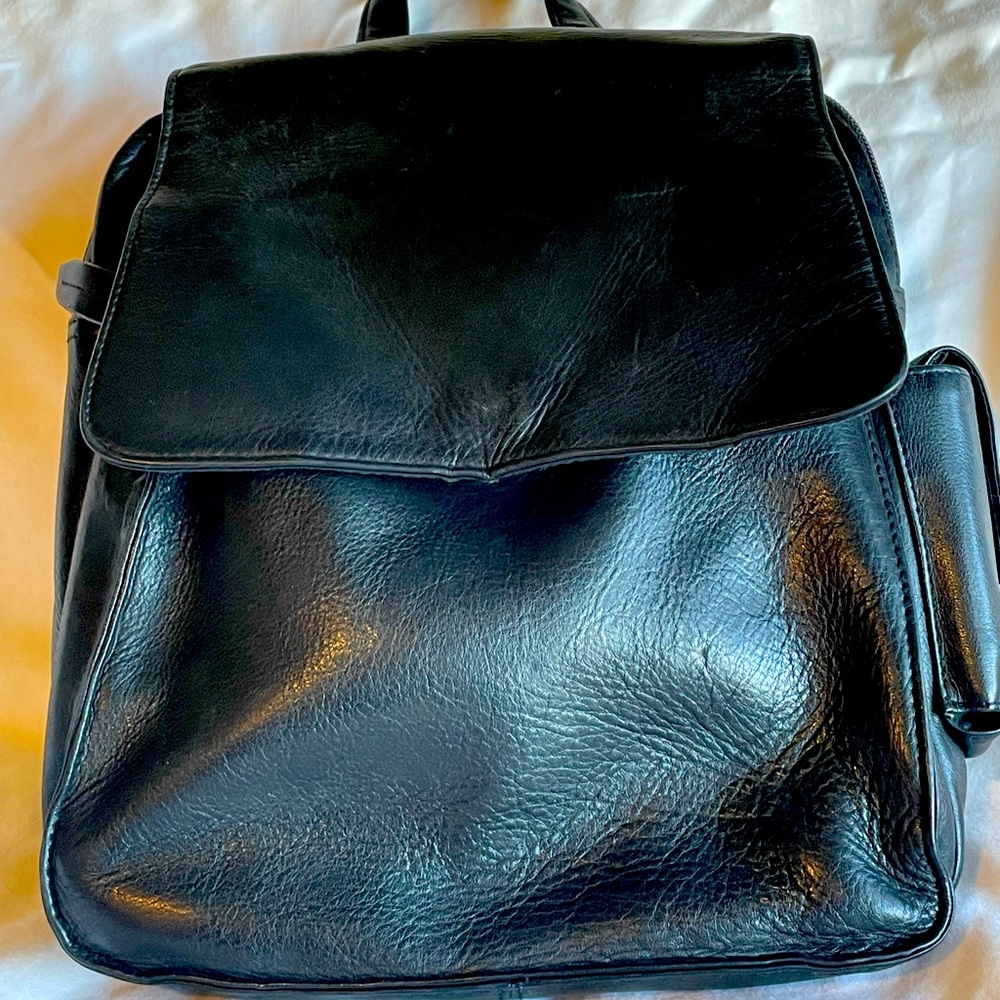 Tignanello Black Leather Backpack